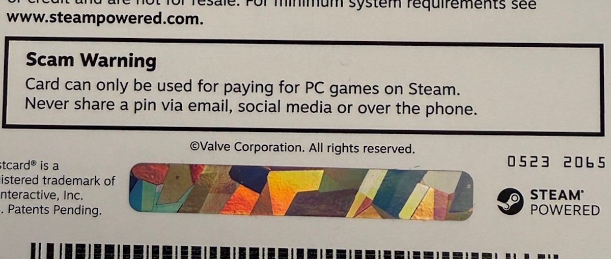 Valve renuncia a las tarjetas regalo físicas de Steam debido a su uso en estafas