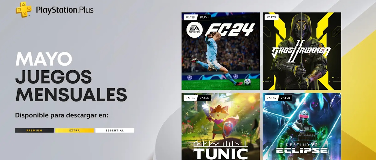 EA Sports FC 24, Ghostrunner 2, Tunic y Destiny 2: Eclipse son los juegos mensuales de PS Plus de mayo