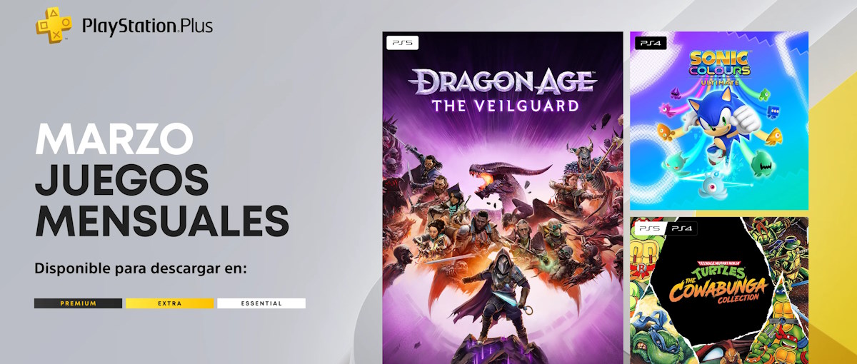 Dragon Age: The Veilguard, Sonic Colors y The Cowabunga Collection son los juegos mensuales de PS Plus de marzo