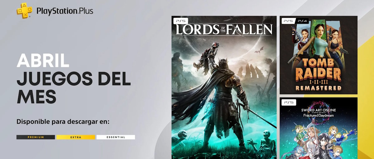 Lords of the Fallen, SAO: Fractured Daydream y Tomb Raider I-III Remastered son los juegos de PS Plus de abril