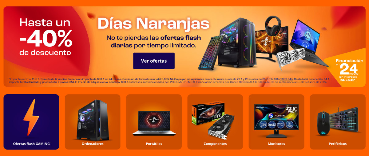 Promo: Selección de ofertas en los nuevos Días Naranjas de PcComponentes