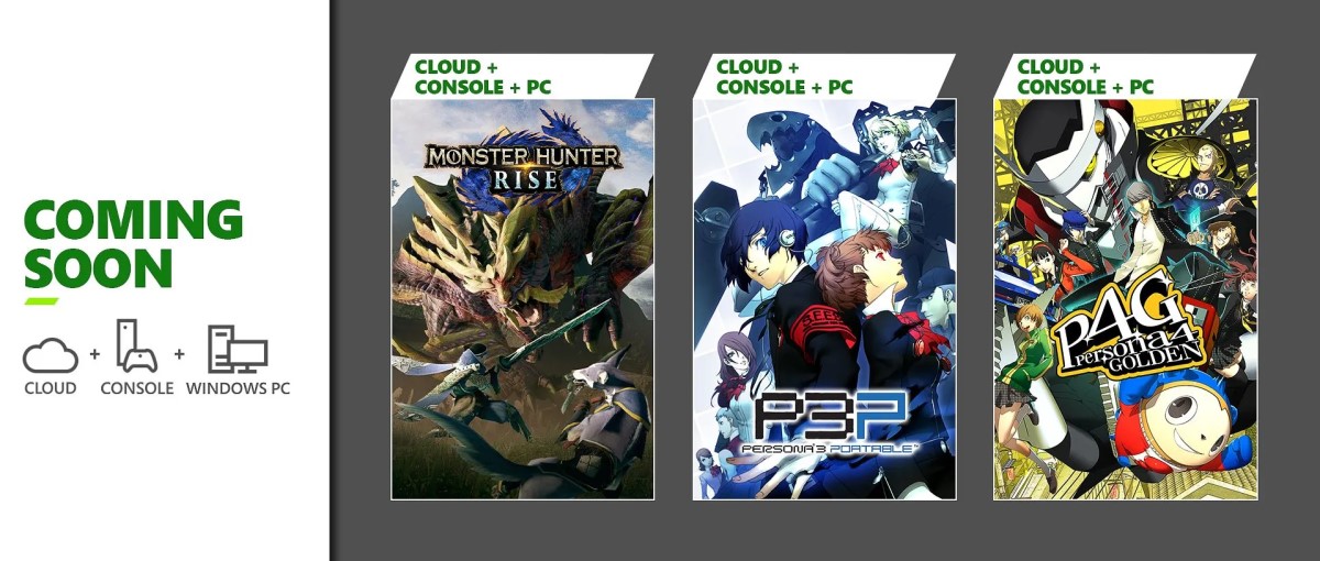 Game Pass Monster Hunter Rise y Persona 3 y 4 disponibles
